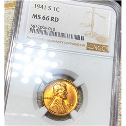 1941-S Lincoln Wheat Penny NGC - MS 66 RD