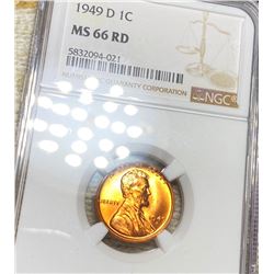 1949-D Lincoln Wheat Penny NGC - MS 66 RD