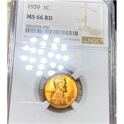 1939 Lincoln Wheat Penny NGC - MS 66 RD