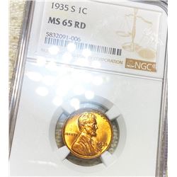 1935-S Lincoln Wheat Penny NGC - MS 65 RD