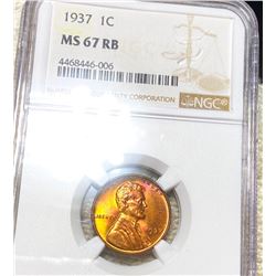 1937 Lincoln Wheat Penny NGC - MS 67 RB