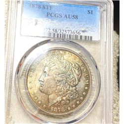 1878 8TF Morgan Silver Dollar PCGS - AU58