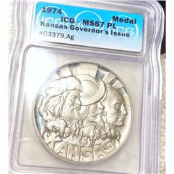 1974 Kansas Medal ICG - MS 67 PL
