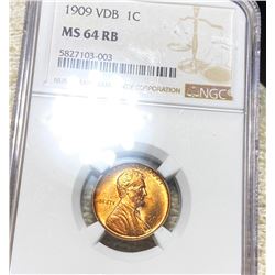 1909 V.D.B. Lincoln Wheat Penny NGC - MS 64 RB