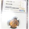 Image 1 : 1909 V.D.B. Lincoln Wheat Penny NGC - MS 64 RB