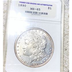 1890 Morgan Silver Dollar PCG - MS65