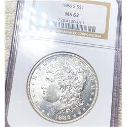 1886-S Morgan Silver Dollar NGC - MS62