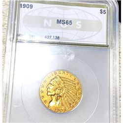 1909 $5 Gold Half Eagle NGS - MS65