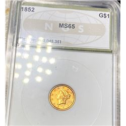 1852 Rare Gold Dollar NGS - MS65