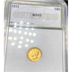 1853 Rare Gold Dollar NGS - MS65