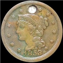 1853 Braided Hair Large Cent LIGHTLY CIRCULATED