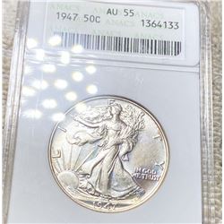 1947 Walking Half Dollar ANACS - AU55