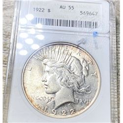 1922 Silver Peace Dollar ANACS - AU55