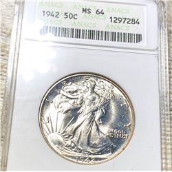 1942 Walking Half Dollar ANACS - MS64