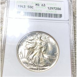 1943 Walking Half Dollar ANACS - MS63