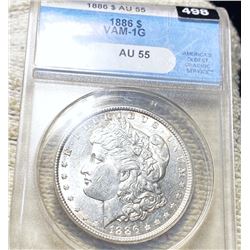 1886 Morgan Silver Dollar VAM-1G ANACS - AU55