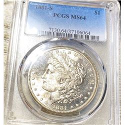 1881-S Morgan Silver Dollar PCGS - MS64