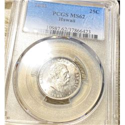 1883 Kingdom of Hawaii Quarter PCGS - MS62