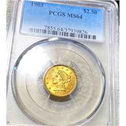 1903 $2.50 Gold Quarter Eagle PCGS - MS64