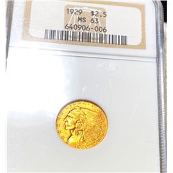 1929 $2.50 Gold Quarter Eagle NGC - MS63