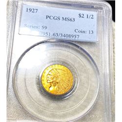 1927 $2.50 Gold Quarter Eagle PCGS - MS63