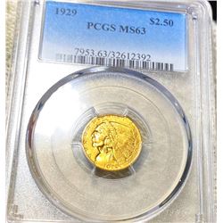 1929 $2.50 Gold Quarter Eagle PCGS - MS63