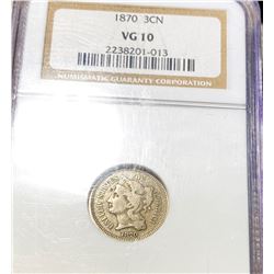 1870 Three Cent Nickel NGC - VG10