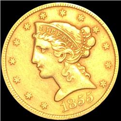 1855-S $5 Gold Half Eagle NEARLY UNCIRCULATED