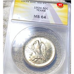 1934 Texas Half Dollar ANACS - MS64