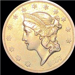 1857-O $20 Gold Double Eagle ABOUT UNCIRCULATED