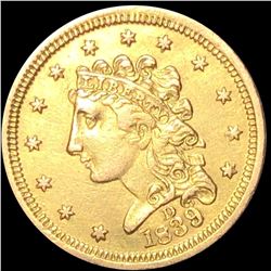 1839-D $2.50 Gold Quarter Eagle NEARLY UNC
