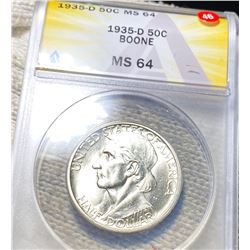 1935-D Boone Half Dollar ANACS - MS64