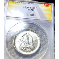 1936-S Texas Half Dollar ANACS - MS66