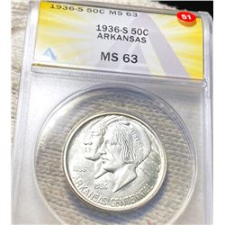 1936-S Arkansas Half Dollar ANACS - MS63