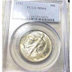 1942 Walking Half Dollar PCGS - MS64