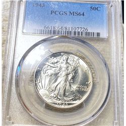 1943 Walking Half Dollar PCGS - MS64