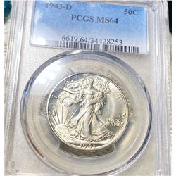 1943-D Walking Half Dollar PCGS - MS64