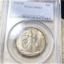 1945-D Walking Half Dollar PCGS - MS64