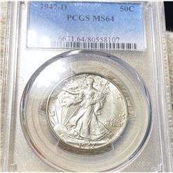 1947-D Walking Half Dollar PCGS - MS64