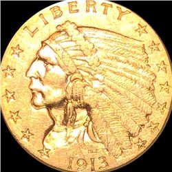 1913 $2.50 Gold Quarter Eagle NEARLY UNCIRCULATED