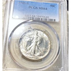 1941-S Walking Half Dollar PCGS - MS64