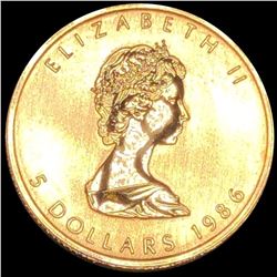 1986 Canada $5 1/10th Oz Gold Coin UNCIRCULATED