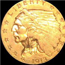 1913 $2.50 Gold Quarter Eagle CLOSELY UNCIRCULATED