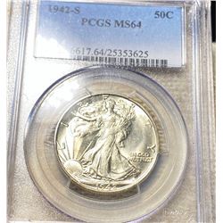 1942-S Walking Half Dollar PCGS - MS64