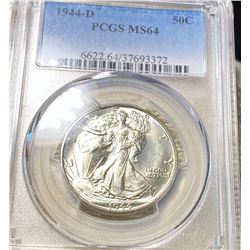 1944-D Walking Half Dollar PCGS - MS64