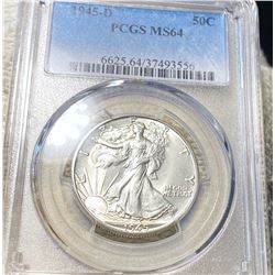 1945-D Walking Half Dollar PCGS - MS64