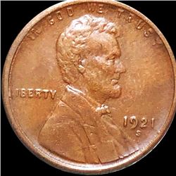 1921-S Lincoln Wheat Penny ABOUT UNCIRCULATED