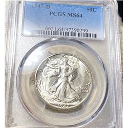 1947-D Walking Half Dollar PCGS - MS64