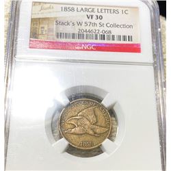 1858 LRG Letters Flying Eagle Cent NGC - VF30