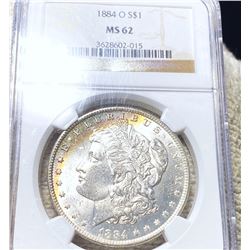 1884-O Morgan Silver Dollar NGC - MS62